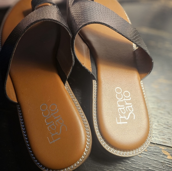 Black Leather Sandals Franco Sarto 7 M - Picture 7 of 7